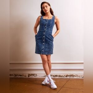 Jordache Vintage Blue Denim Button-Front Sleeveless Dress